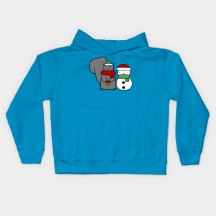 Squirrel and Tiny Snowman Kids Hoodie